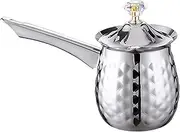 MYCENSE Stainless Steel Turkish Coffee Pot, Coffee Milk Frothing Cup Greek Pot with Long Handle Coffee Pot Milk Warmer for Home Cafe Men Gifts, Silver 200ml