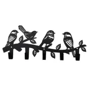Metal Bird Coat Hooks Wall Art Decor-Bird Hangers and Key Holder bird black