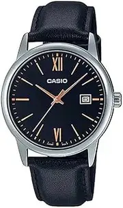 [Casio] MTPV002L-1B3 Unisex Black/Silver Analog Watch with Black Band