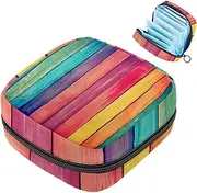 Period Bag,Sanitary Napkin Storage Bag,Vintage Wood Color Striped,Tampon Holder for Purse