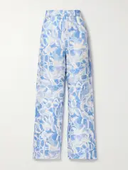 [Stella McCartney] Stella McCartney - Printed Silk-charmeuse Wide-leg Pants - Blue - IT40 IT 40 Blue