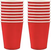 POPOYU 16Pcs Christmas Red Party Paper Cups, Tableware for Kids Adults Union Jack Royal Party Christmas Wedding Valentine's Day Decorations Dinner Supplies