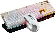 Rechargeable Keyboard and Mouse,Suspended Keycap Mechanical Feel Backlit Gaming Keyboard Mouse Set-Wireless 2.4G Drive Free,Adjustable Breathing Lamp,Anti-ghosting,12 Multimedia Keys (White-Combo)