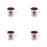 4x Bee Happy Inside Out Ceramic 14oz Tea/Coffee Mug Milk/Water Cup Drinkware