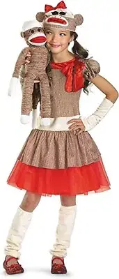 Disguise Sock Monkey: Girls Halloween Costume, Size S/P 4-6x