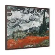 Wheat Field with Cypresses (by Vincent Van Gogh) Recolored Framed