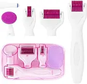 Dermaroller Hair Derma Roller Set Derma Roller Face Needling Roller, 6 in 1 Microneedling Roller Hair for Body and Face Care, 12/300/720/1200 Micro Needle - 0.5/1.0/1.5 mm Needles