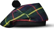 [H HIGHLAND REDSTONE] Scottish Tammy Hat Traditional Kilt Tam o' Shatner Acrylic Wool Flat Bonnet Various Tartans with Pompom