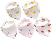 Generic Baby Burp Cloths 5pcs Bib Triangle Towel Nappy Cleaner Wipes Mats Lounger Bin Snacks Food Tippee Bag Feeding Drool Bibs Towels Drooling Bibs Cotton Baby Drooling Bibs