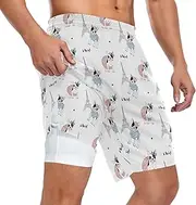 [ZZXXB] Bulldog Eiffel Tower Athletic Shorts for Men with Pockets 2 in 1 Quick Dry Running Shorts S-3XL