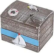 Parliky Coastal Wooden Storage Box Ocean Theme Chest Handmade Small Wooden Decorative Box
