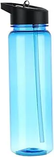 Sports Water Bottle with Straw Flip Top Drinks Bottles Gym Water Cup for Running Bike Schools Blue Clear Bottle Fitness Cup Bottles with Straw
