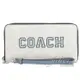 【全新現貨 優惠中】茱麗葉精品 COACH CB856 經典LOGO印花皮革手掛式拉鍊長夾.白/藍邊現金價$4,680