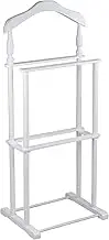 Proman Products Twin Valet Stand in White Wood and Coated Metal Legs