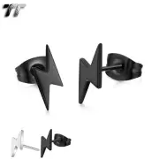 TT Stainless Steel Star Lightning Earrings Silver/Black (EC116) NEW