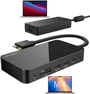iVANKY FusionDock 1 MacBook Pro Docking Station with 150W Power Adapter, 12-in-2 Dual 4K@60Hz Monitor Dock for MacBook M1/M2/M3/M4 Pro/Max Display Dock 2HDMI 2.0, 96W PD, 6 USB, Ethernet SD/TF Audio