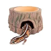 3 in 1 Reptile Hide Cave with Detachable Base & Humidity Dish, Essential Tank