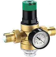 Pressure Gauge Pressure Regulator Water 3/4 Inch, Water Pressure Regulator with Water Pressure Gauge and Mesh Filter Gauge Meter Valve