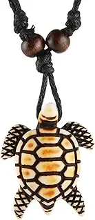 [STWTR] Hawaiian Turtle Pendant Necklace Men Women - Adjustable Rope Surfer Necklace Handmade Necklace