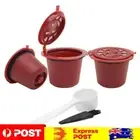 3pcs Refillable Reuse Coffee Capsule Filters for Nespresso Machine (Red)