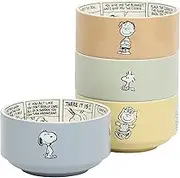 Peanuts Snoopy Bonbon Bites 4 Piece 5.5" Decorated Stoneware Ceramic Stackable Bowl Set
