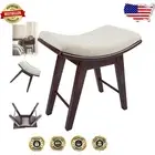 Modern Makeup Vanity Stool with Concave Seat - Supports 300lb, Brown Finish