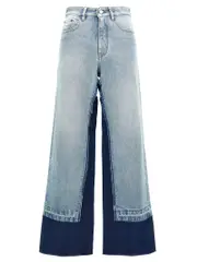 [Mm6 Maison Margiela] Mm6 Maison Margiela-Contrast Insert Jeans Celeste-Donna 28 Light Blue