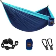 ITOPFOX Portable Single Layer Nylon Camping Hammock Bed 9.8-ft in Navy Blue