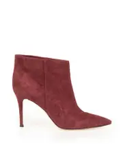 Burgundy Suede Pointed Ankle Boots