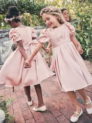 Angel & Rocket Blush Pink Portia Pleated Bodice Bow Dress (163394) | $145 - $168
