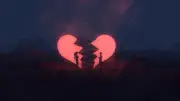Landscape art illustration dark night heart concept Custom Gaming Mat Desk