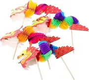 QUMIIRITY 4 Sets DIY Paper Dragon Craft Material Chinese Year Dragon Decor Educational for Creative Play Lightweight Paper Puppetry Kit Fun Crafting Activity
