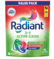 Radiant Active Clean 3-In-1 Laundry Detergent 45 Capsules 675g