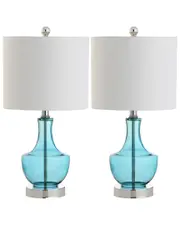 JONATHAN Y Colette Set of Two 20in Mini Glass Table Lamps