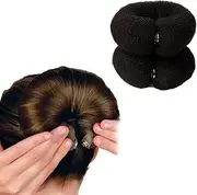 2PCS 20cm Donut Hair Bun Maker Ring Style Bun Maker Set Hair Donut Sponge Foam Bun Hair Maker Ring Shaper Snap Roll Bun for Buns Ring Style Ballet Hair Bun Accessories for Women (Black)