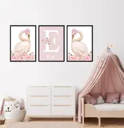 [Namly Design] Posters - Pink Swan / Personalised / Set of 3