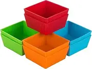 Webake 3.5 Inch Jumbo Baking Cups Reusable Silicone Square Cupcake Liners Non-Stick Muffin Brownie Cake Mold (Pack of 8)