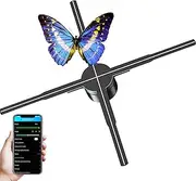 3D Hologram Fan, 62CM 3D Hologram Projector Vertical Advertising Machine with 768 Led Light Beads+ APP Remote, 3D LED Hologram Fan Display Animation Video Projector for Business Signs Bar Casino