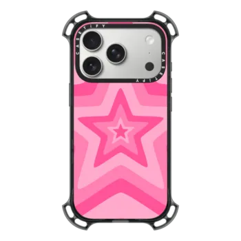iPhone 17 Pro Bounce Case MagSafe Compatible Pink Star Starburst 70s Retro Pattern