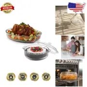 Clear Glass Casserole Baking Dish Set with Cover - Ideal for Cooking & Serving