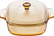 Visions 3 Litre Pyroceram Reverse Square Casserole with Glass Cover, Brown