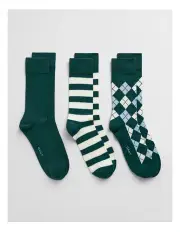 [Gant] Argyle And Striped Socks 3-Pack in Deep Forest