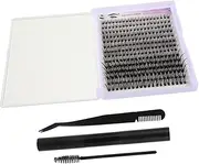 Ipetboom 1 Sets Eyelash Extension Kit with Cluster Lashes Adhesive Bond Seal Eyelash Remover for DIY Application Synthetic Fibers for Natural Look for Makeup Use Black