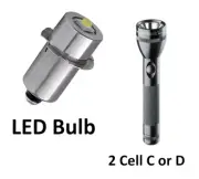 High Power LED Upgrade/Replacement Bulb Flashlight Lantern 2 Cell C/D 3V NEW
