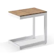 Outdoor Balmoral Aluminium And Teak Top Side Table - White