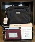 BAGGALLINI Black Multi Zip Crossbody + RFID Card Case MSRP $90 New In Box