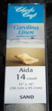 Charles Craft Aida 14 Count Cross Stitch Fabric Carolina Linen~Sand 15"x18" New