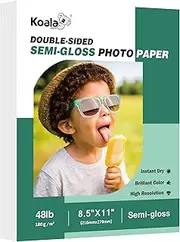 Koala Double Sided Semi-Gloss Photo Paper 8.5X11 Inch 100 Sheets 48LB for Inkjet and Laser Printer for Photo Card Cake Topper Print