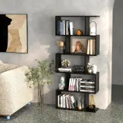 CostwayGeometric S-Shaped Bookcase with Anti-Toppling Device for Living Room/ Home/ Office