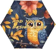 [miaozhen] custom UV 50+ automatic umbrella Cute Owl Jungle water,sun & rain resistant windproof sun-proof waterproof customizable umbrellas for rain adult auto open paraguas para lluvia y viento